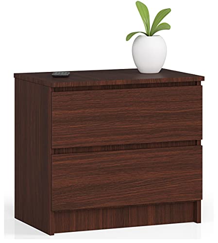 AKORD Kommode K60 mit 2 Schubladen | für das Wohnzimmer Schlafzimmer Schrank Büro Arbeitszimmer | Modernes Funktionales Design | B60 x H55 x T40 cm, Gewicht 20kg | Wenge