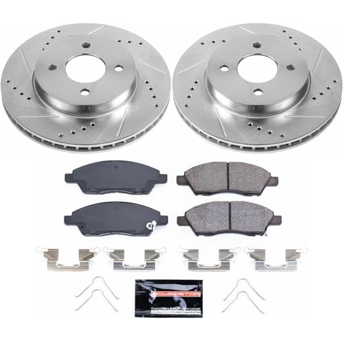 Image of PowerStop Z23 Performance Brake Pad & Rotor Kit Front K6096 | Nissan Versa, Nissan Versa Note Carbon Fiber Ceramic Brake Pads + Drilled & Slotted Rotors