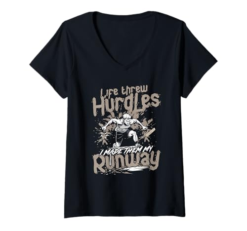 Mujer Vallas Vallista Life Threw Hurdles Camiseta Cuello V