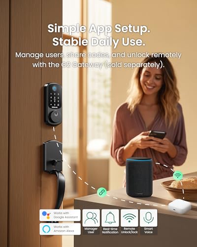 Image of DESLOC B200 Keyless Entry Door Lock with Handle Set, Smart Locks for Front Door, Deadbolt Smart Lock, Front Door Locks Set, Electronic keypad Deadbolt with Handle, 12 Months Battery, IP54