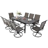 Sophia & William Outdoor Dining Set 9 Pieces Patio Furniture Set for 8 Patio Dining Swivel Chairs Textilene with 1 Expandable 6-8 Person Table for Lawn Garden