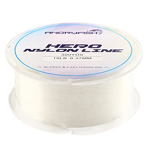 ANGRYFISH Hero Nylon Line - Strong and Abrasion Resistant Monofilament Fishing Line - Low Memory and Stretch - Mono Fishing Line 2-31LB(Clear,4LB 0.16MM-300YDS)