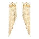 Gold Tassel Dangle Earrings for Women Sparkly Gold Fringe Earrings Drop & Dangle Ear Accessories for Wedding Prom Party