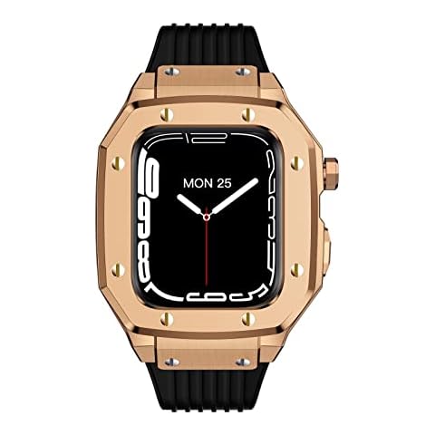 CNHKAU Correa de Caja de Reloj de aleación para Apple Watch Band Series 7 45mm Cover