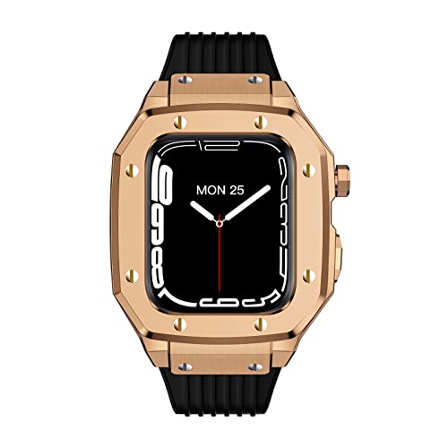 Ya en manzanajugosa.com: ONECMN Correa de aleación para reloj Apple Watch Series 7 45 mm de lujo metal goma acero inoxidable reloj modificación Mod Kit 44mm 42mm correa de reloj, 45mm, Agate