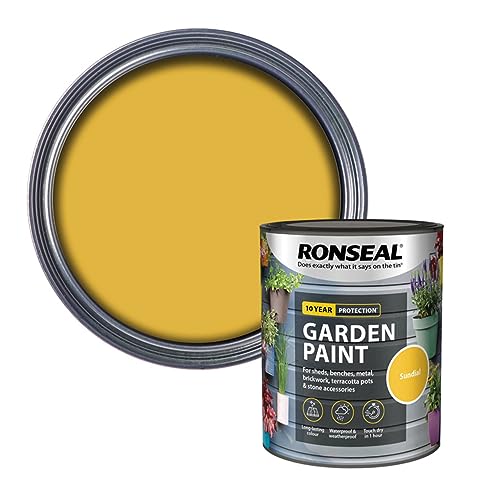 SAVING HUB Fence Paint Garden Shed Paint 750ml - Exterior Wood Paints Tin Waterproof, Weatherproof Paints - For Benches, Metal, Brickwork, Terracotta Pots, Stones (Sundial)