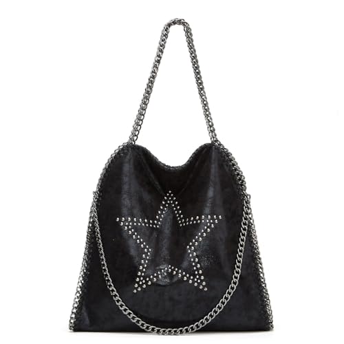 Bolso Hobo Grande de Cuero Sintético con Cadena para Mujer miniatura 1