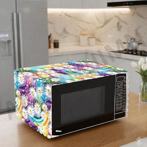 Image of Printed Microwave Oven Cover | Dustproof Waterproof Non-Slip Fabric Cover | Kitchen Decorative Appliance Protector | Kitchen Appliance Cover. (NightIngale)