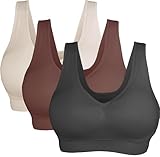 Cabales Sports Bras for Women,Seamless Comfortable Yoga Bra with Removable Pads 3 Pack