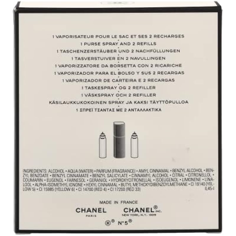 No. 5 by Chanel for Women, Set (Eau De Toilette Spray 0.7 Ounce, Two Eau De Toilette Refills, 0.7 Ounce Each) 상세이미지 4