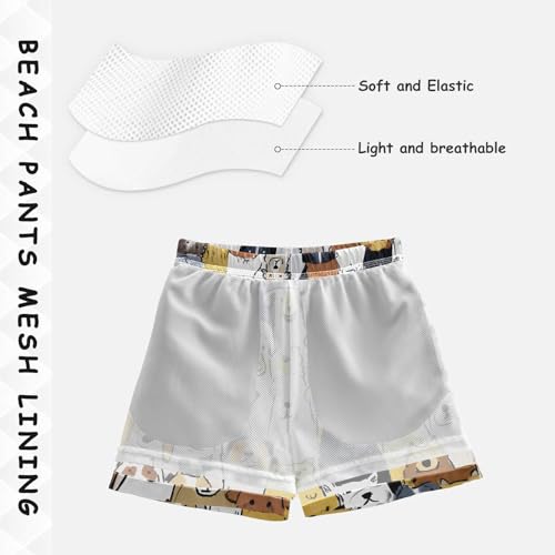 Boys Swim Trunks Dogs Doodle Toddler Swim Shorts Beach Board Shorts Swimsuit4