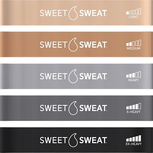 Sweet Sweat Mini Loop Resistance Bands - Set of 5 | Exercise Hip Booty Bands for Squats, Lunges, Physical Therapy, Yoga, Pilates, Rehab and Home Workout | Non-Latex Elastic Bands Includes Carry-Bag