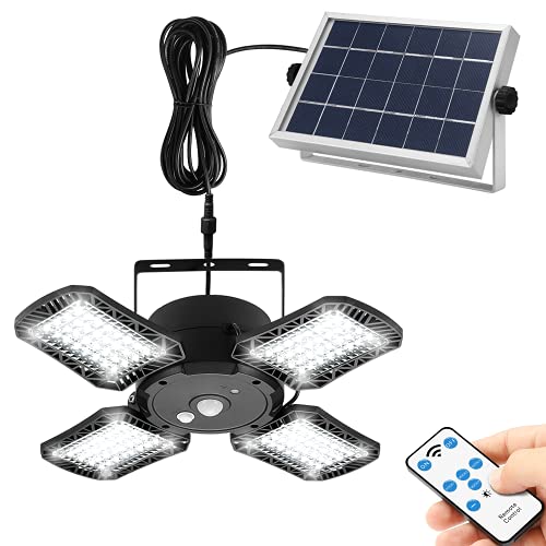 Lampes solaires pour extérieur et intérieur, 128 LED Lampe solaire avec détecteur de mouvement IP65 étanche Applique murale solaire avec câble de 5 m, angle d éclairage 120 °, 4 modes