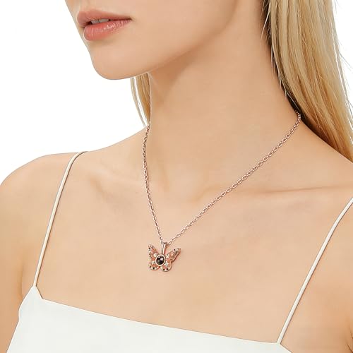 Desdira Collier personnalisé avec projection photo et image cachée – Collier Papillon avec photo – Cadeau bijou personnalisé pour femmes, petites amies, mères et filles – Argent, Or, Or rose – vue 5