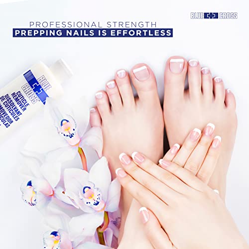 Blossom Hydrating, Moisturizing, Strengthening Strawberry Scented Cuticle Oil, 0.92 Fl Oz + Blue Cross Professional Nail Care Cuticle Remover Liquid 6 Fl Oz, 2 Pack Bundle, Made In Usa #TOP6