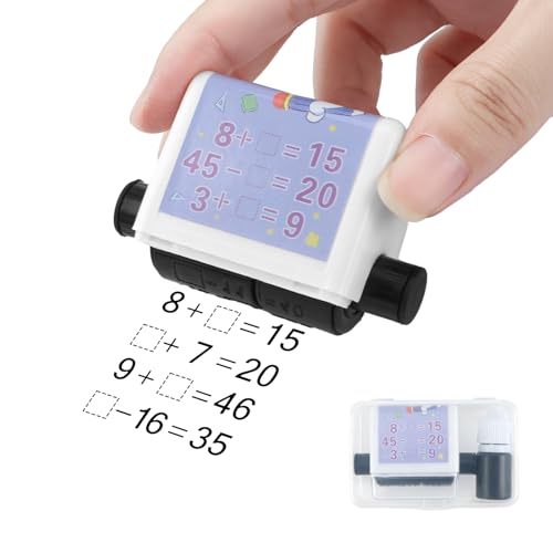 2 Stück Roller Digitaler Lehrstempel Mathe Roller Stempel 120/100 Rollstempel Wiederverwendbar Berechnung Stempel für Addition Subtraktion Grundschule Mathematik Abdruck Schwarz