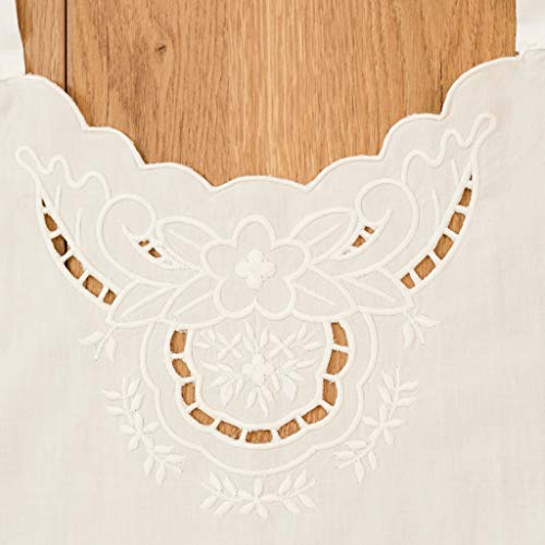 Minhcraft White Cotton Beautiful Flower Embroidery Apron-Ruffles Full Length Bib Women Apron #TOP5