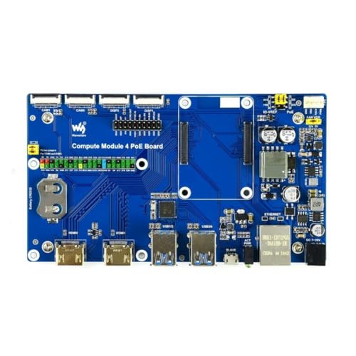 Image of Waveshare Raspberry Pi Compute Module 4 IO Board with PoE Feature | CM4 Expansion Board, Power over Ethernet Support, Essential Interfaces, Embedded Development, Industrial Grade Design for Projects
