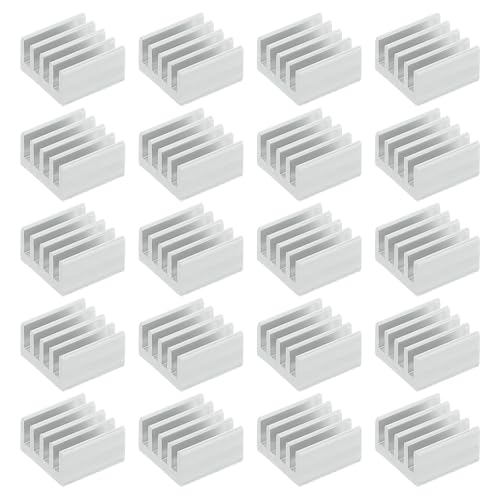 PATIKIL Heatsink 9x9x5mm, 20 Pcs Aluminum Cooler Radiator Heat Sink with Thermal Blue Sticker for Raspberry Pi Chip CPU Power Transistor FET IC Power Amplifier, White