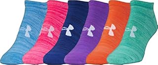 Under Armour Essential No Show Socks, 6-Pairs, Bright Assortment, Shoe Size: Womens 6-9
