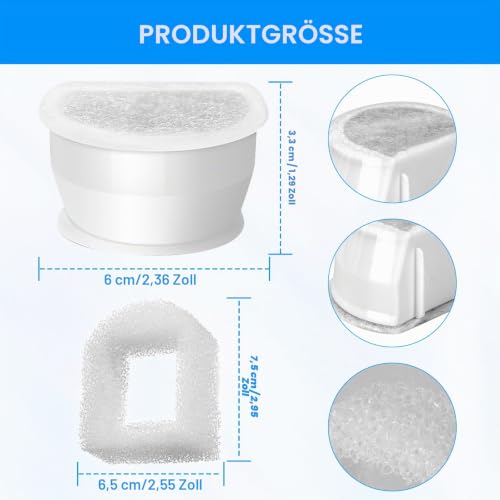 Rigidstone 12 Stück Filter, Katzenbrunnen-Ersatzkohlefilter Drinkwell Kohlefilter Trinkbrunnen Filter für PetSafe Drinkwell Avalon/Pagoda/2 Gallon/Sedona/Seascape Katzenbrunnen
