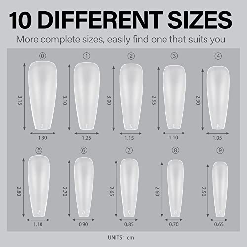 AILLSA Long Coffin Nail Tips
