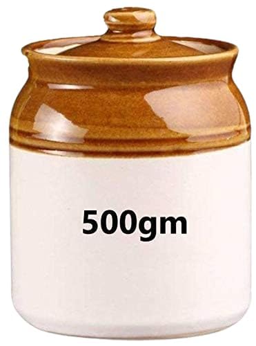 Image of Ceramic Pickle Jar Set with Lid - 500ml, 2 Pcs, Multicolor