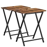 VASAGLE TV Tray Set of 2, Folding Tables, Snack Table for Dinner, Laptop Tables, Foldable, Collapsible, and Space-Saving, Industrial, Rustic Brown and Black ULET251B01