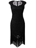 Vijiv Vintage 1920s Inspired Embellished Beaded Lace Cocktail Flapper Dress
