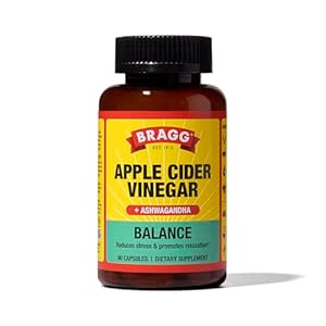 Bragg Daily Balance Apple Cider Vinegar and Sensoril Ashwagandha Capsules – 750mg of Acetic Acid – Energy & Weight Management Support – (90 Pills)
