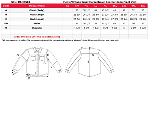 Milwaukee Leather MLM3518 Masculino Gambler Snap Front Vintage Crazy Horse Brown Colete de Couro Mot