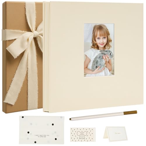 Vienrose Self Adhesive Photo Album Gift Set, Linen Cover Scrapbook