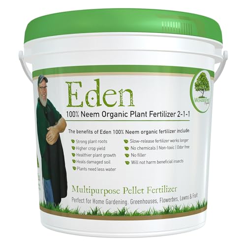 Eden 100% Organic Neem Cake for Vegetable Gardening Fruit Trees Roses & Indoor or Outdoor Plants OMRI Listed (5lbs)