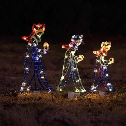 ZIRYXQ Decoración de luces LED de tres reyes con diseño de silueta de tres reyes para jardín, patio, decoración de Navidad