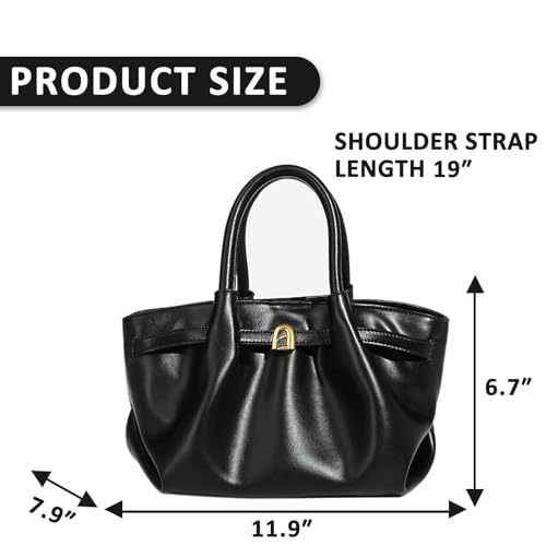 Bolso bandolera para mujer, bolso tote de cuero vintage, bolso de mano grande para ocasiones importantes, trabajo y viajes (negro) miniatura 4