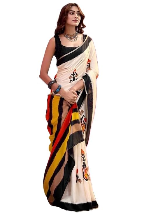 NARMANTA Women Malgudi Silk Ajrak Printed Saree with Blouse Piece | Traditional Ethnic Saree for Women | Latest Sari for F... - Review, Price and Buying Guide