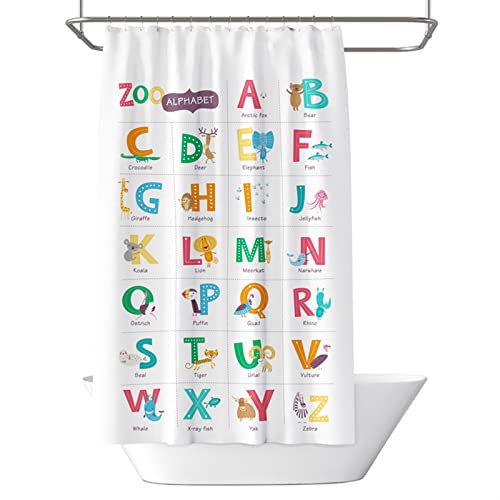 Rideau douche imprimé alphabets animaux KnSam 200x180 en polyester
