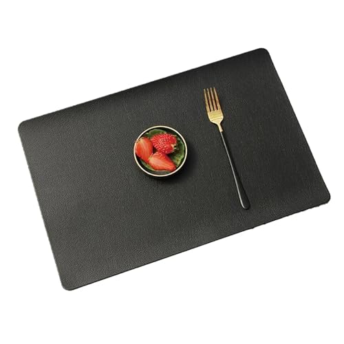 Tapis de repas en cuir noir solide antidérapant isolant imperméable dessous de verre - 2