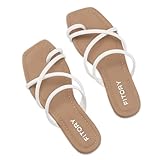 FITORY Women's Slide Sandals Flat Toe Ring Thongs with Cross Strap for...