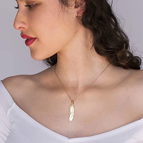 14K Gold Plated Feather Necklace - 14K Gold Plated over 925 Sterling Silver Nature Pendant, Dainty Boho Feather Jewelry, Delicate, for Her, Jewelry for Women2