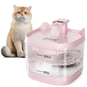 Cat Water Fountain – Quiet Pet Lndoor Water Bowl Dispenser 54oz/1.6L With Replacement Multi-Filtration(2 pcs Filters) Detachable Design Easy Cleaning – Fresh and Clean Water for Pets (Pink)