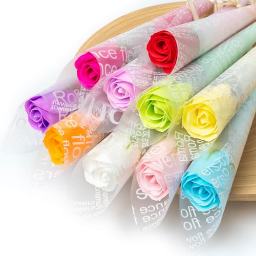 Epicpetal 12色 ソープフラワー 花束 1輪 一輪 バラ 造花 フラワーソープ 枯れない花 卒業祝い 誕生日 母の日 父の日 敬老の日 開店祝い 退職祝い 送別会 プレゼント 女性 人気 花 ギフト セット (10, マルチカラー)