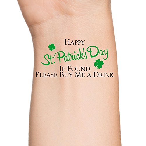 Happy St. Patrick's Day, If Found Buy Me a Drink Temporary Tattoo for St. Patrick's Day, Saint Patrick's Day (Set of 3)