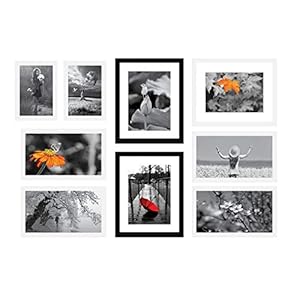 Amazon Brand – Solimo Collage Set of 9 Photo Frames ( 5 X 7 Inch – 2, 6 X 10 Inch – 4 & 8 X 10 Inch – 3) , Black & White