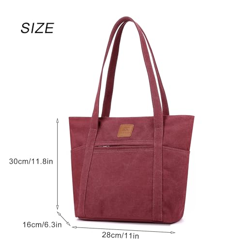 ArcEnCiel Canvas Multi-pocket Womens Shoulder Handbag With Zipper,For Large Capacity Purse Bags Handbag2
