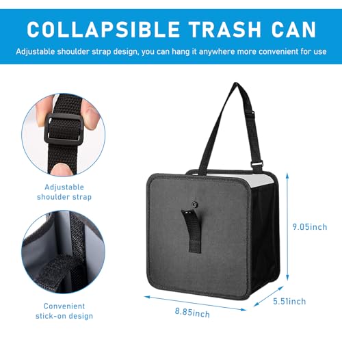 Image of Foldable Car Trash Can, Waterproof Large Capacity Automotive Hanging Trash Bin, Leakproof Auto Garbage Bag Storage Container for All Vehicles, Interior Car Accessories (Small)