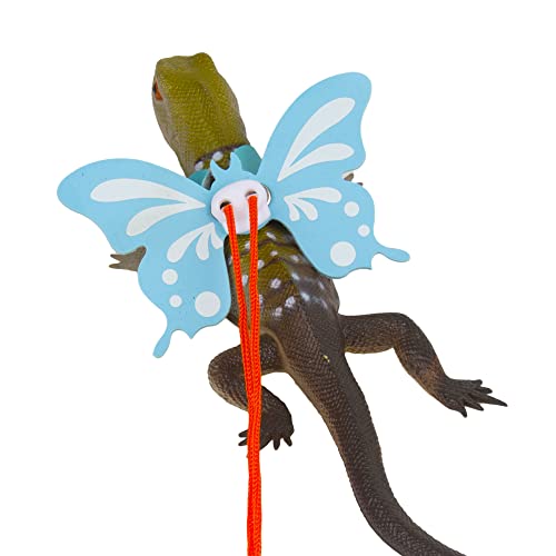 Bearded Dragon Lizard Leash Harness - Adjustable Stylish Butterfly Wing Lizard Reptile Harness Leash for Bearded Dragon Lizard Reptiles (Blue Butterfly)
