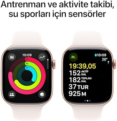 Apple Watch Series 10 GPS + Cellular 42 mm Roze Altın Rengi Kasa Akıllı Saat ve Bulut Pembesi Spor Kordon - M/L. Fitness Takibi, EKG uygulaması, Hep Açık Retina Ekran, Suya Dayanıklı Tasarım - Görsel 4