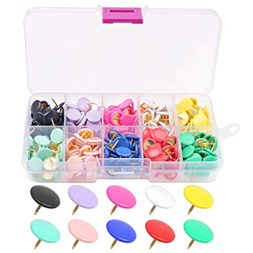 SUMAJU 300 Count Thumb Tacks, Push Pins Tacks Colors Plastic Push Pins Map Tacks Marking Pins Office Tacks for Corkboard Photo Wall, Assorted Colors