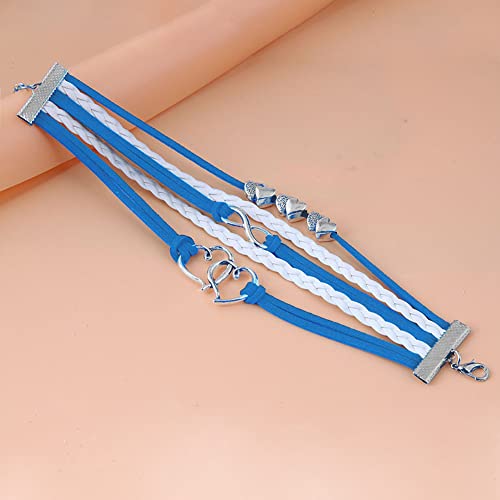 Skypia Leather Wrap Bracelets Girls Double Hearts Infinity Rope Wristband Bracelets (Blue) #TOP5